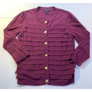 Banana Republic Sweater Women’s Sz Medium Plum Purple Layer Gold Buttons